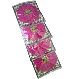 Lot of 4 Packs Purple Paper Flowers Fuchsia Decor Scrapbooking Crafts 5 pc